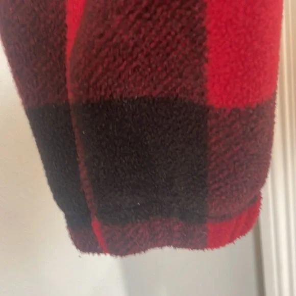 Columbia jacket fleece full zipper pockets Red Black plaid men’s size L large